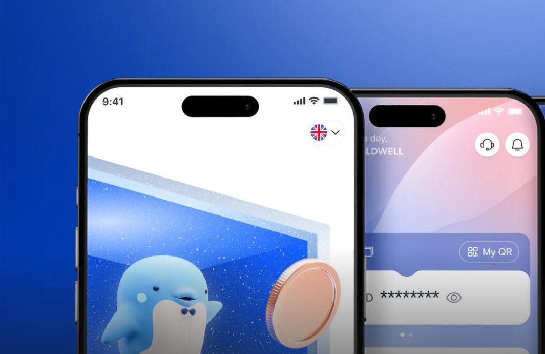 Redesigned banking app on two phones